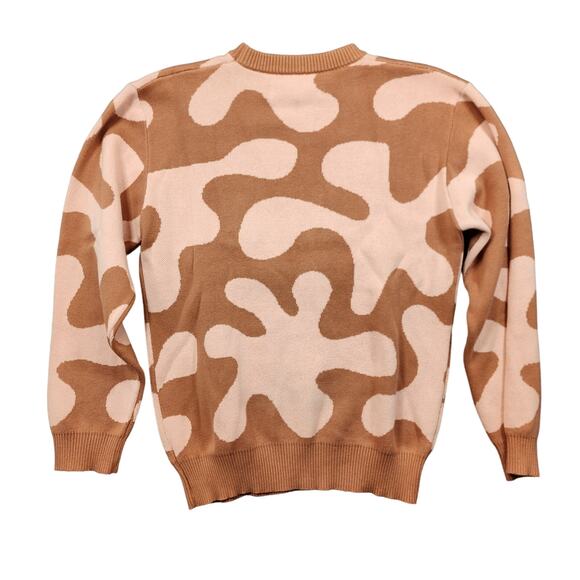 Pacsun Womens Sweater Small Pink Brown Camo Abstract Crewneck Stretch Preppy - Picture 15 of 15